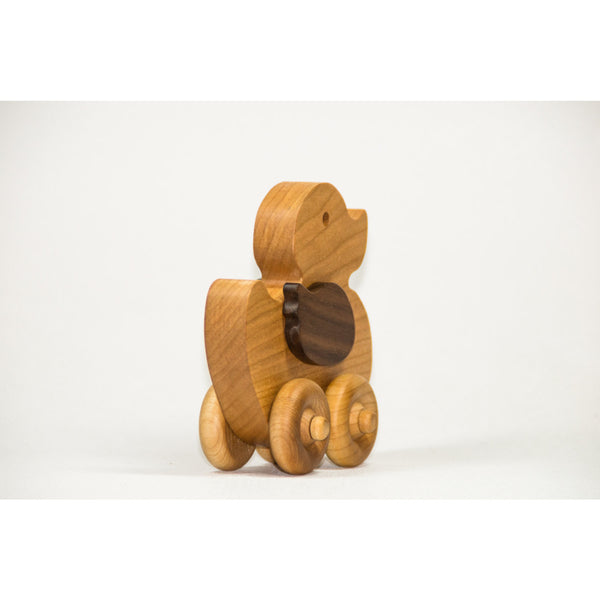 Wooden Toy Duck Wood Push Car Duckling Childrens Toy - Little Wooden Wonders