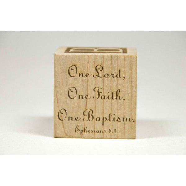 Personalized Wooden Baby Block, 2 inch Newborn Baptism Gift Custom Engraved - Little Wooden Wonders