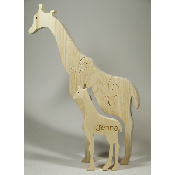 Giraffe Puzzle Wood Baby Giraffe Eco Friendly and Green for Toddlers and Children - Little Wooden Wonders