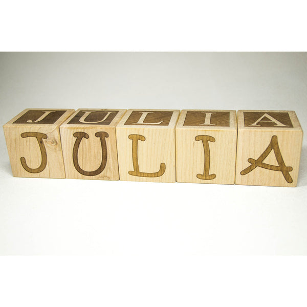 Personalized Wood Name Blocks Letter Custom Blocks for Nursery, baby shower, christmas - Little Wooden Wonders