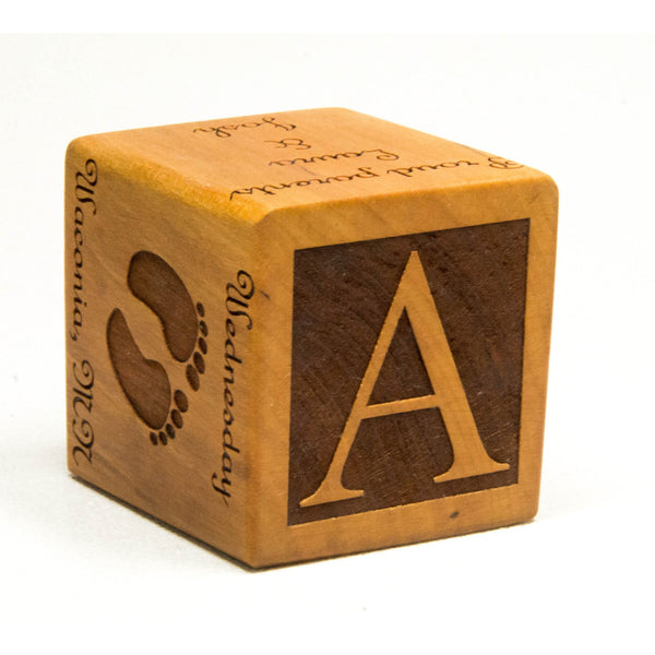 Wooden Baby Block, 2 inch block, Personalized for Babies, Newborns, Birthday, Baptism Gift Custom Engraved - Little Wooden Wonders