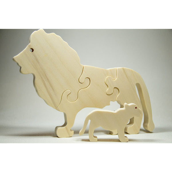 Wooden Animal Puzzle Lion Personalize for Nursery Decor, Baby Shower, Christmas - Little Wooden Wonders