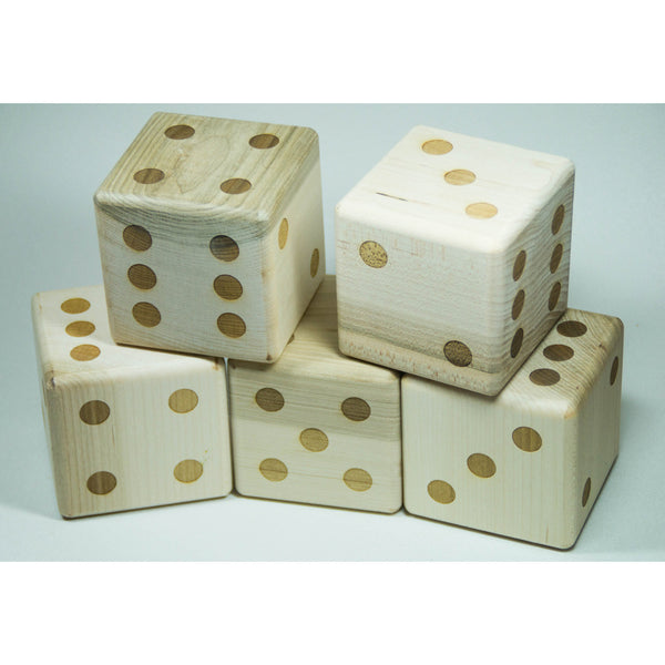 Lawn Dice Backyard Game with 5 3 inch laser engraved wooden dice - Little Wooden Wonders