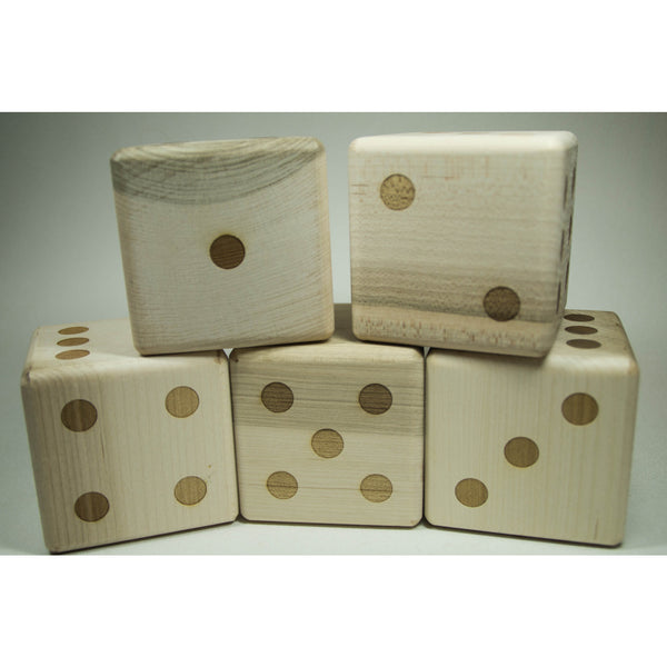 Lawn Dice Backyard Game with 5 3 inch laser engraved wooden dice - Little Wooden Wonders
