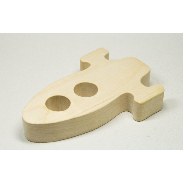 Rocket Space Ship Wooden Teether Natural Wood Baby Toy - Little Wooden Wonders