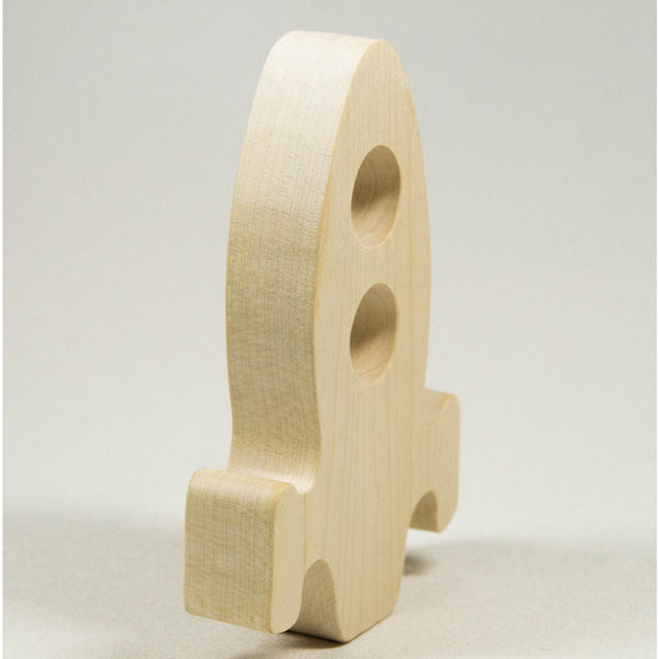 Rocket Space Ship Wooden Teether Natural Wood Baby Toy - Little Wooden Wonders