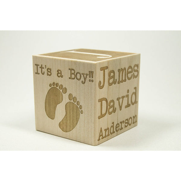 Baby Block, 3 inch Wooden Baby Block Personalized Wood Block For Newborn Birthday Baptism Nursery Baby Shower Gift - Custom Engraved - Little Wooden Wonders