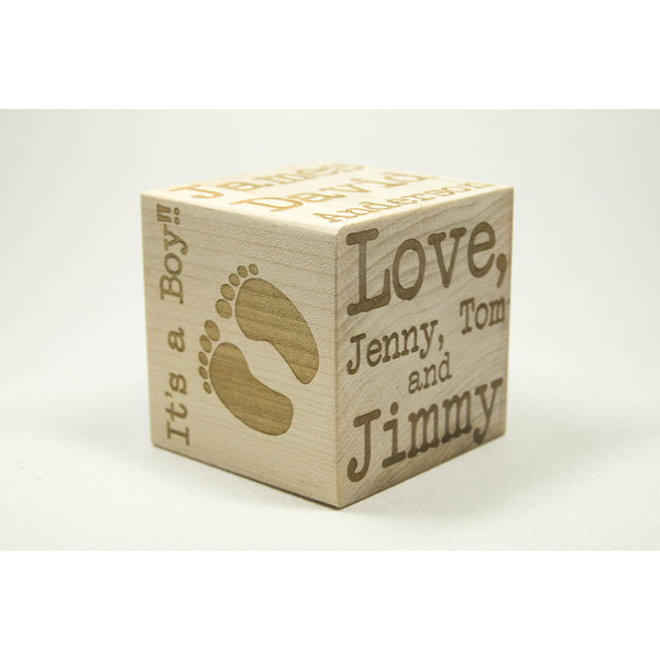 Baby Block, 3 inch Wooden Baby Block Personalized Wood Block For Newborn Birthday Baptism Nursery Baby Shower Gift - Custom Engraved - Little Wooden Wonders