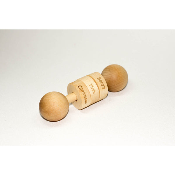Baby Rattle, Wooden Baby Rattle, Baby's First Christmas - Personalized Baby Toy Baby Gift - Little Wooden Wonders