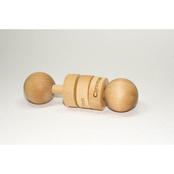 Baby Rattle, Wooden Baby Rattle, Baby's First Christmas - Personalized Baby Toy Baby Gift - Little Wooden Wonders