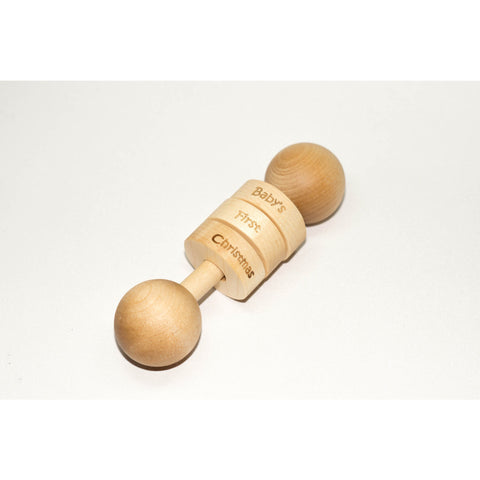 Baby Rattle, Wooden Baby Rattle, Baby's First Christmas - Personalized Baby Toy Baby Gift - Little Wooden Wonders