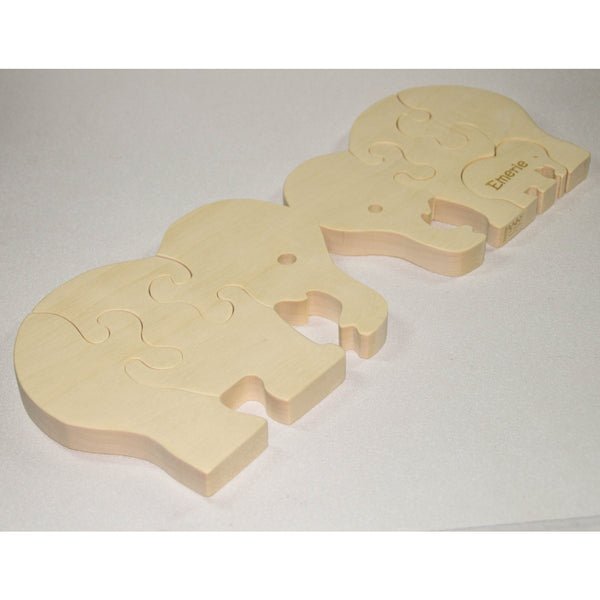Wooden Puzzle Elephant Family with baby Gift for Toddlers and Children Personalized name - Little Wooden Wonders