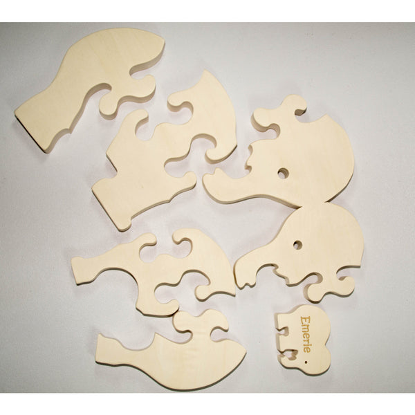 Wooden Puzzle Elephant Family with baby Gift for Toddlers and Children Personalized name - Little Wooden Wonders