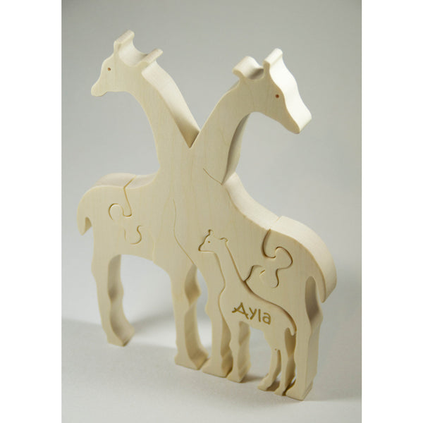 Wooden Puzzle Giraffe Family Puzzle with Baby Personalized Childrens Toys and Baby Toy - Little Wooden Wonders