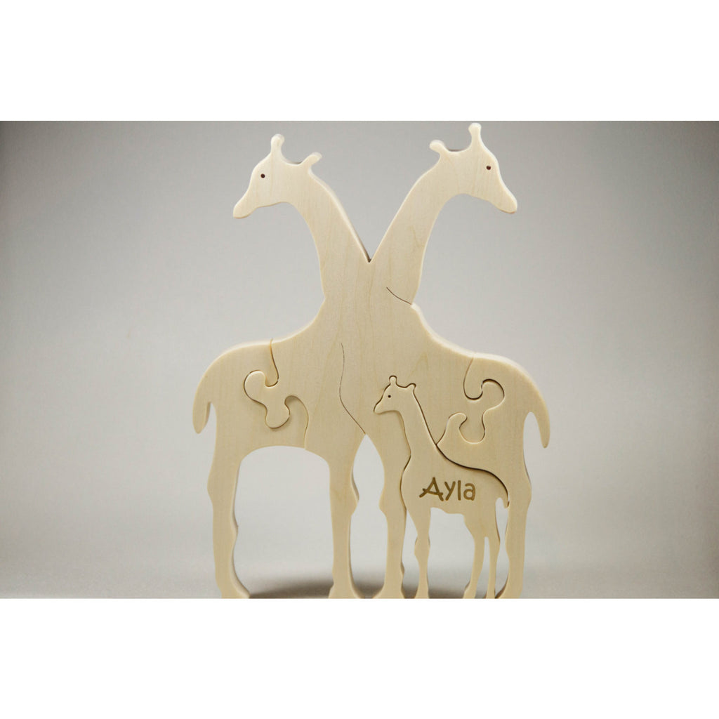 Wooden Puzzle Giraffe Family Puzzle with Baby Personalized Childrens Toys and Baby Toy - Little Wooden Wonders