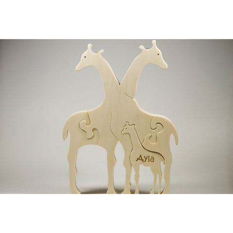Wooden Puzzle Giraffe Family Puzzle with Baby Personalized Childrens Toys and Baby Toy - Little Wooden Wonders