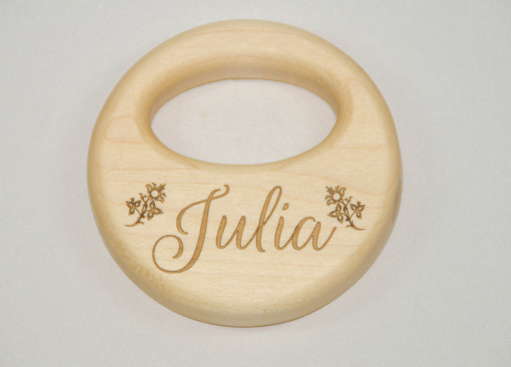 Wood Rattle - Wooden Rattle - Wood Baby Rattle - Personalized Baby Toy for Baby Shower, Newborn, Baby Girl Gift - Little Wooden Wonders