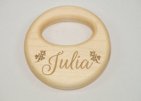 Wood Rattle - Wooden Rattle - Wood Baby Rattle - Personalized Baby Toy for Baby Shower, Newborn, Baby Girl Gift - Little Wooden Wonders