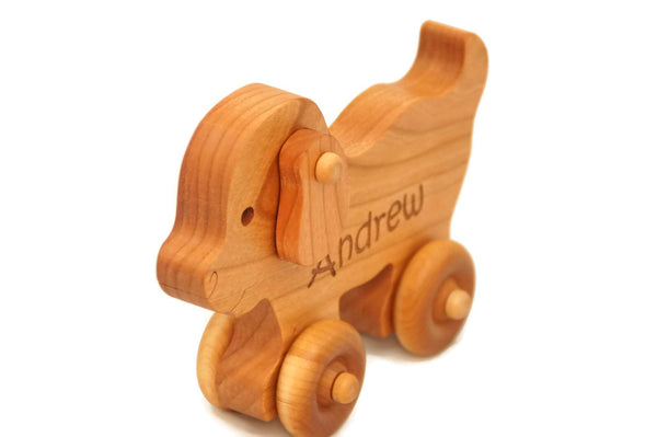 Wooden Toy Car - Puppy Dog - Personalized - Handmade Montessori Toy