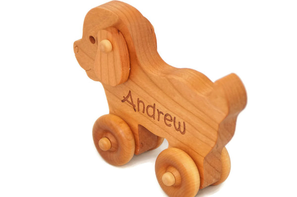 Wooden Toy Car - Puppy Dog - Personalized - Handmade Montessori Toy